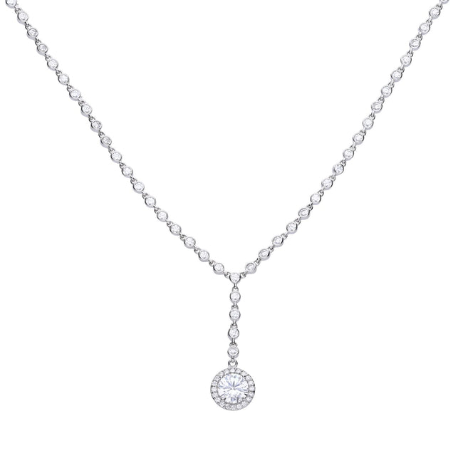 Diamonfire Pave Set Zirconia Drop Necklace