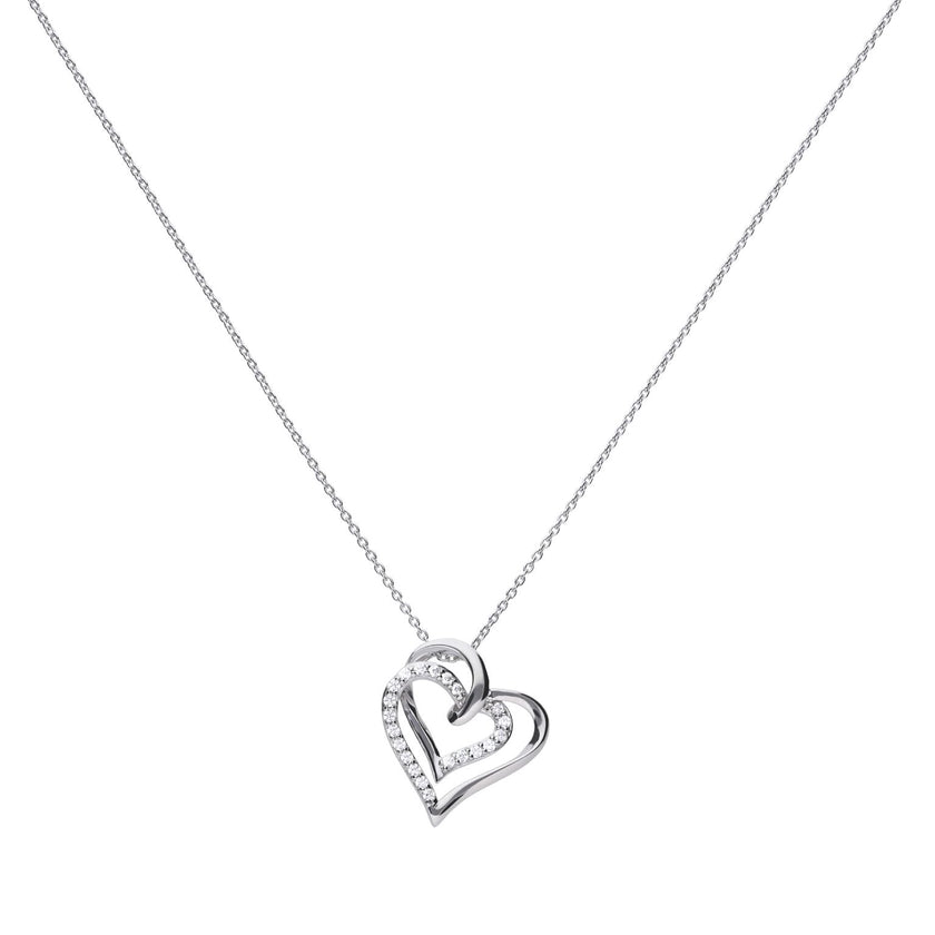 Diamonfire Overlaid Hearts Necklace