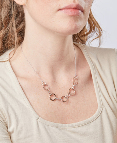 Beginnings Silver and Rose Gold Multi Link Necklace