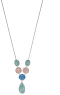 Beginnings Rosenquarz mit blauem und aquafarbenem Chalcedon Halskette