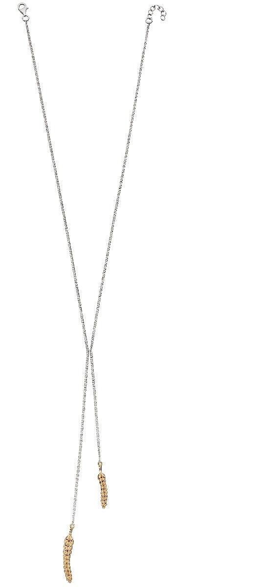 Beginnings Gelbgold- und Silber-Ähren-Lariat-Halskette