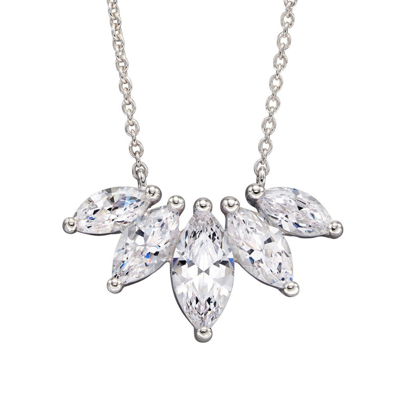 Beginnings Multi Marquise Row Necklace with Cubic Zirconia