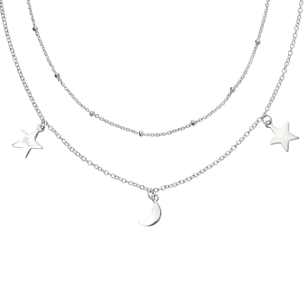 Beginnings Stern- und Mond-Doppelreihen-Halskette