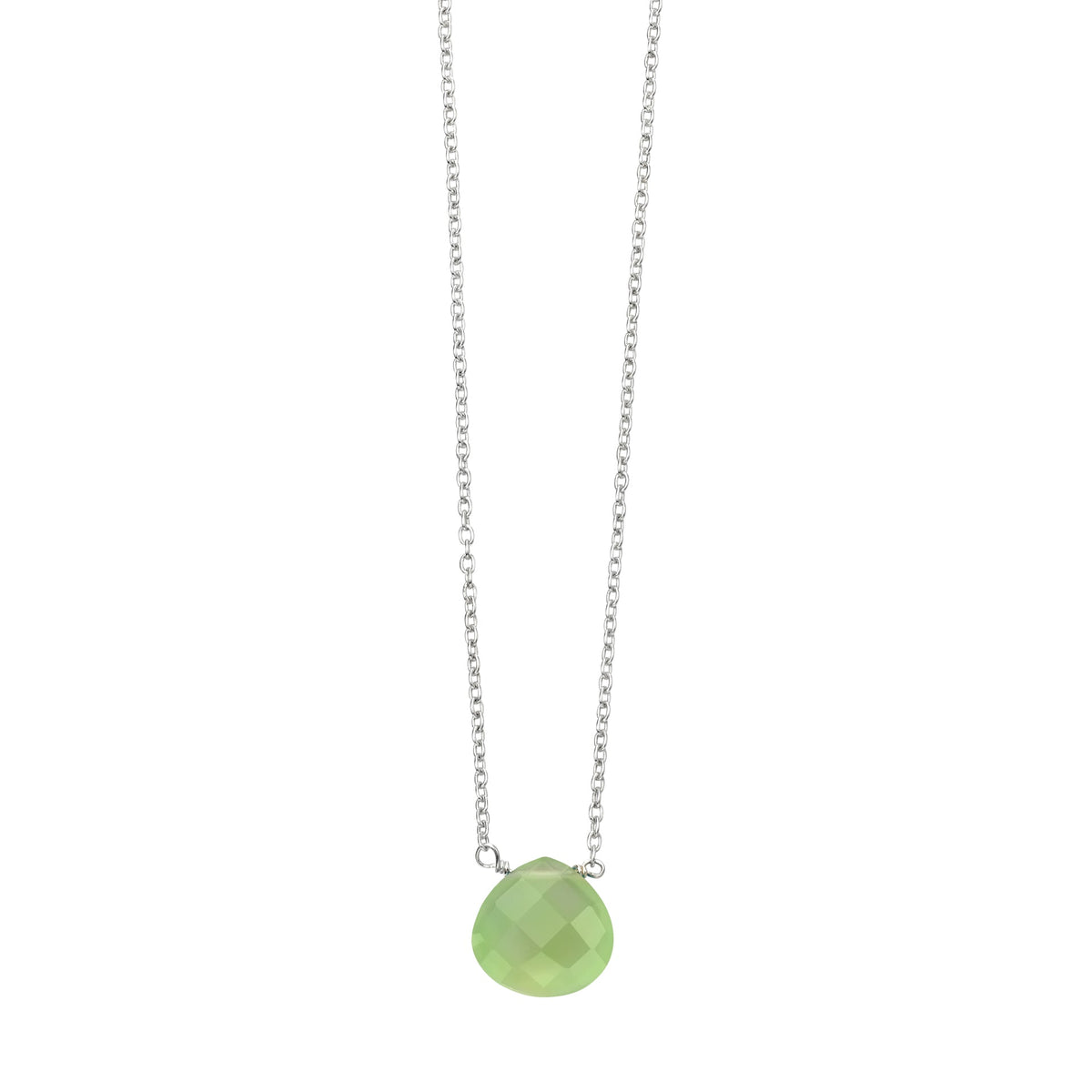 Beginnings Teardrop Green Chalcedony Necklace