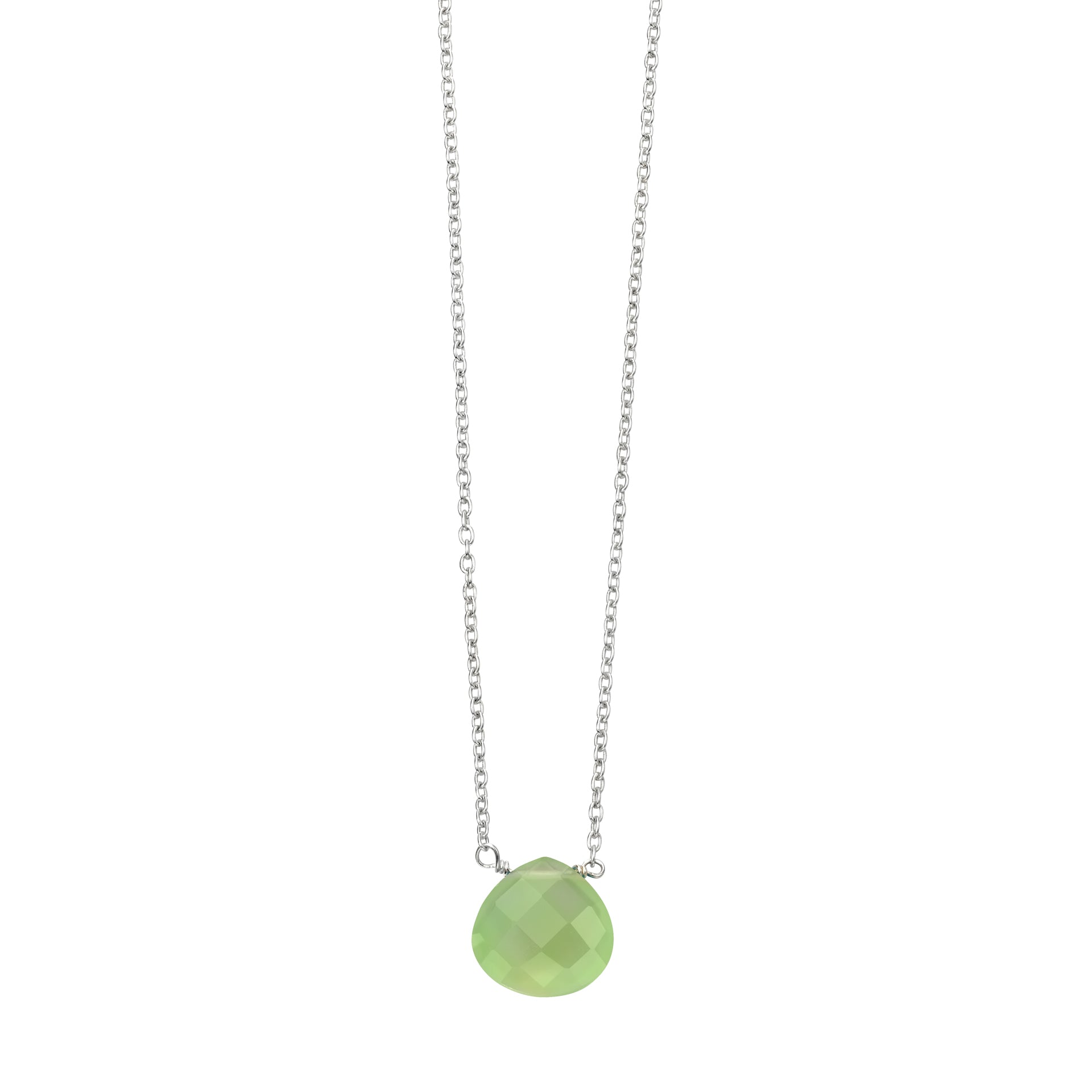 Beginnings Tropfenförmige grüne Chalcedon-Halskette