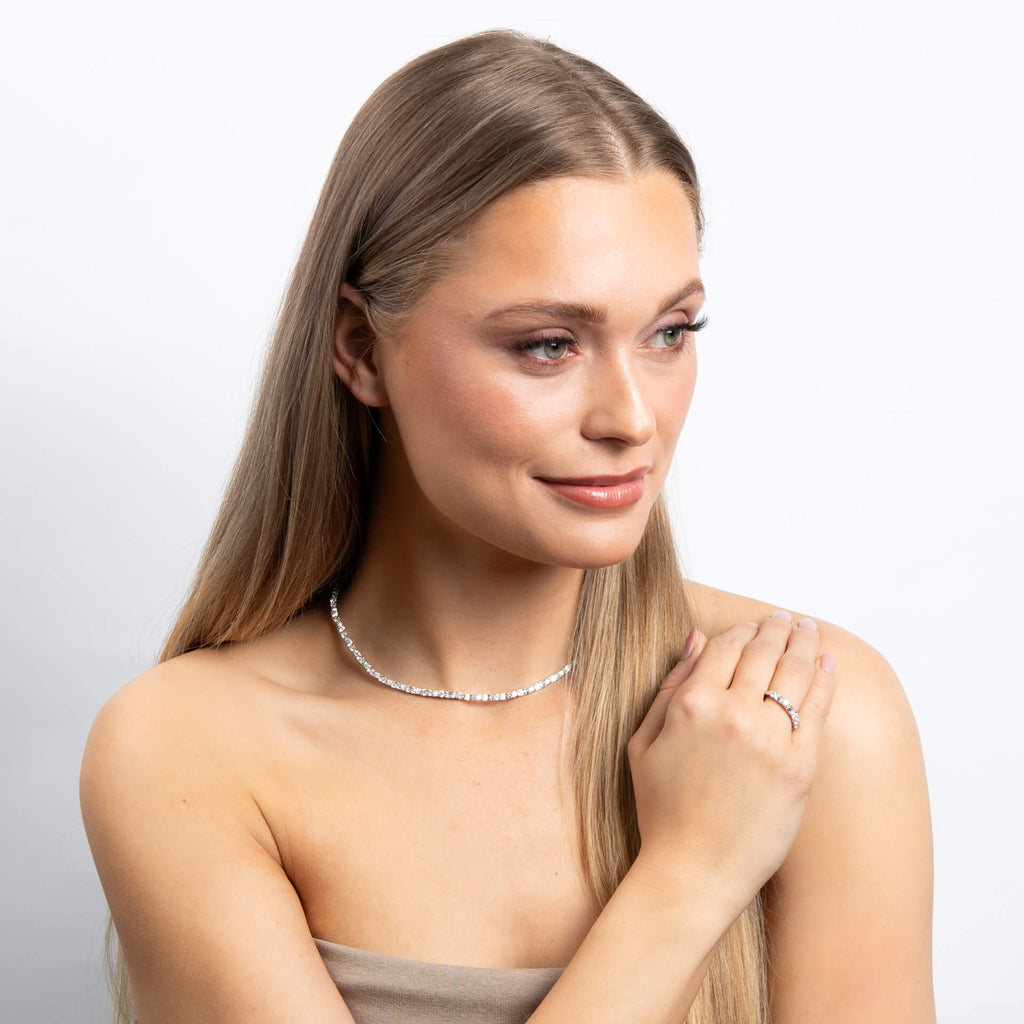 Diamonfire Baguette and Round Zirconia Necklace