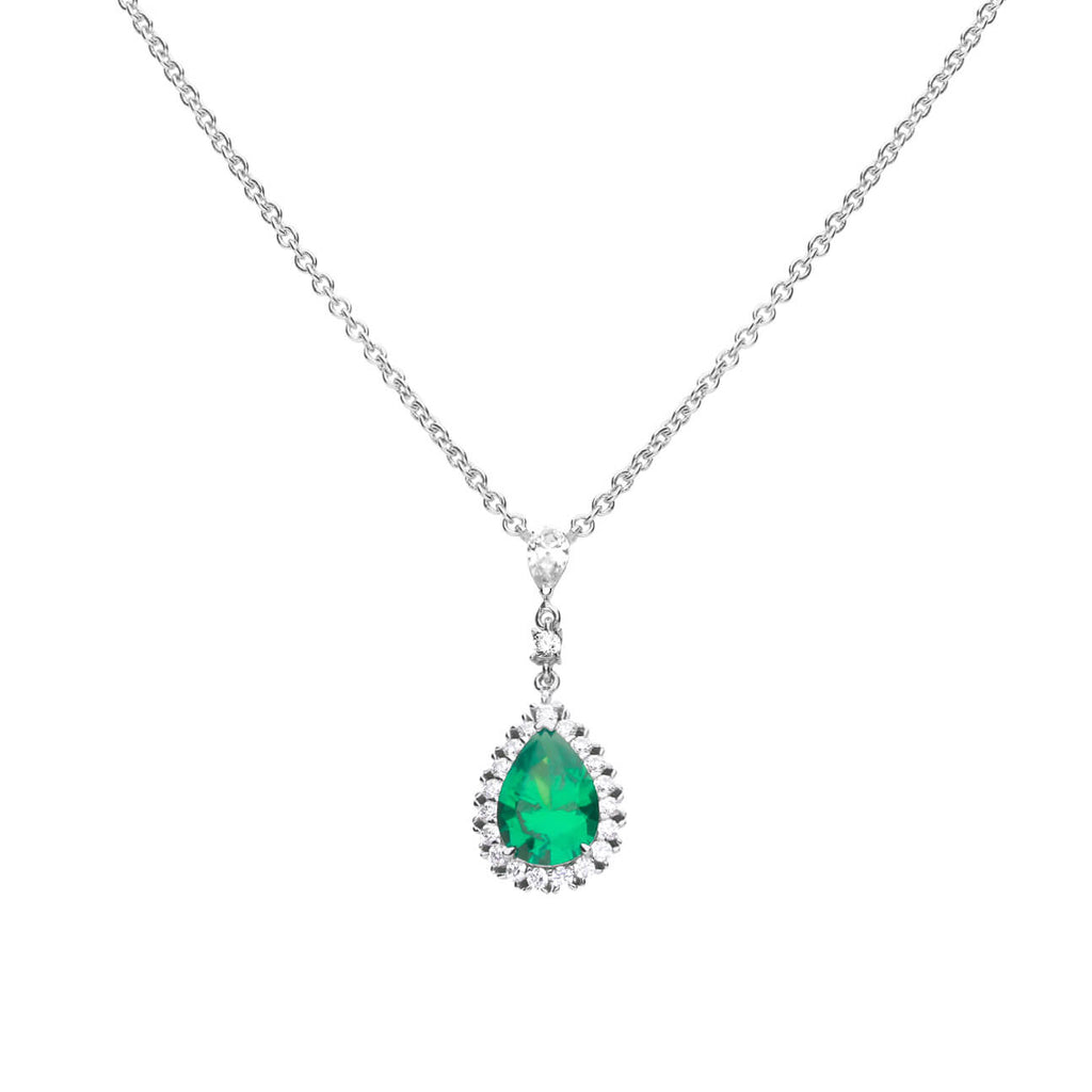 Diamonfire Teardrop and Pave Surround Necklace