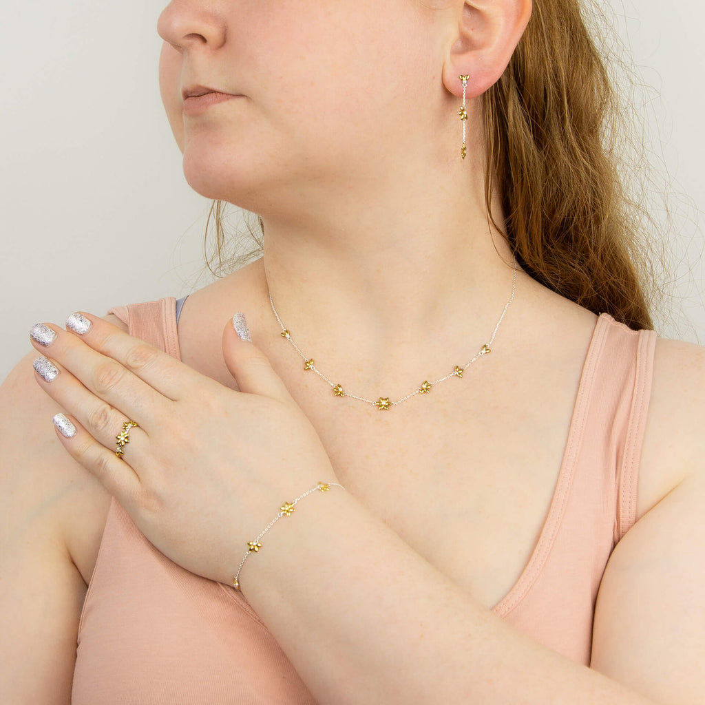 Beginnings Sunflower Station Necklace with Yellow Gold Plating