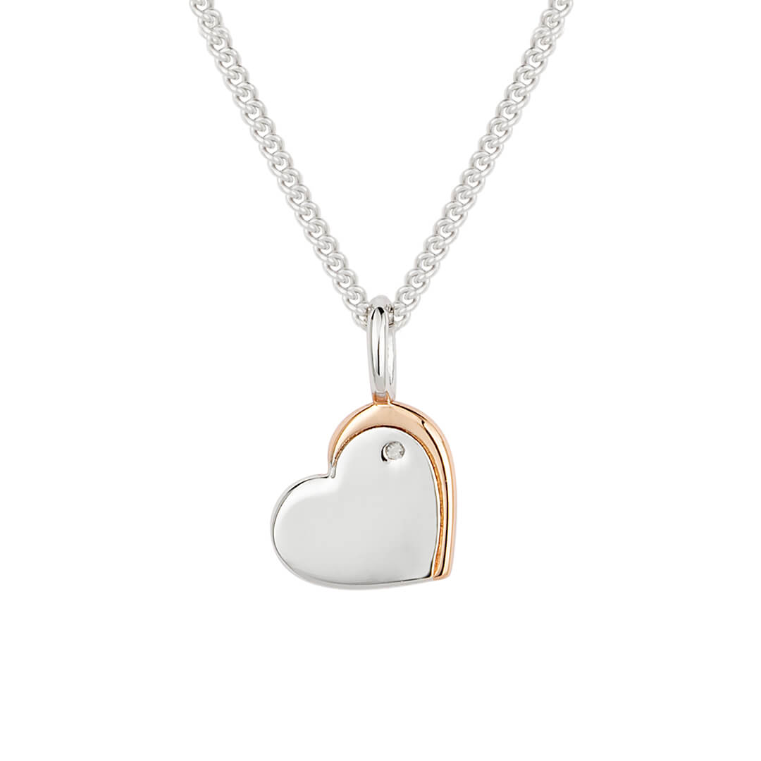 D For Diamond Rose Edge Heart Halskette mit Diamant