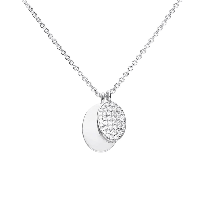 Diamonfire Gravierbare schlichte Tag-Halskette mit pavé-gefasster Tag