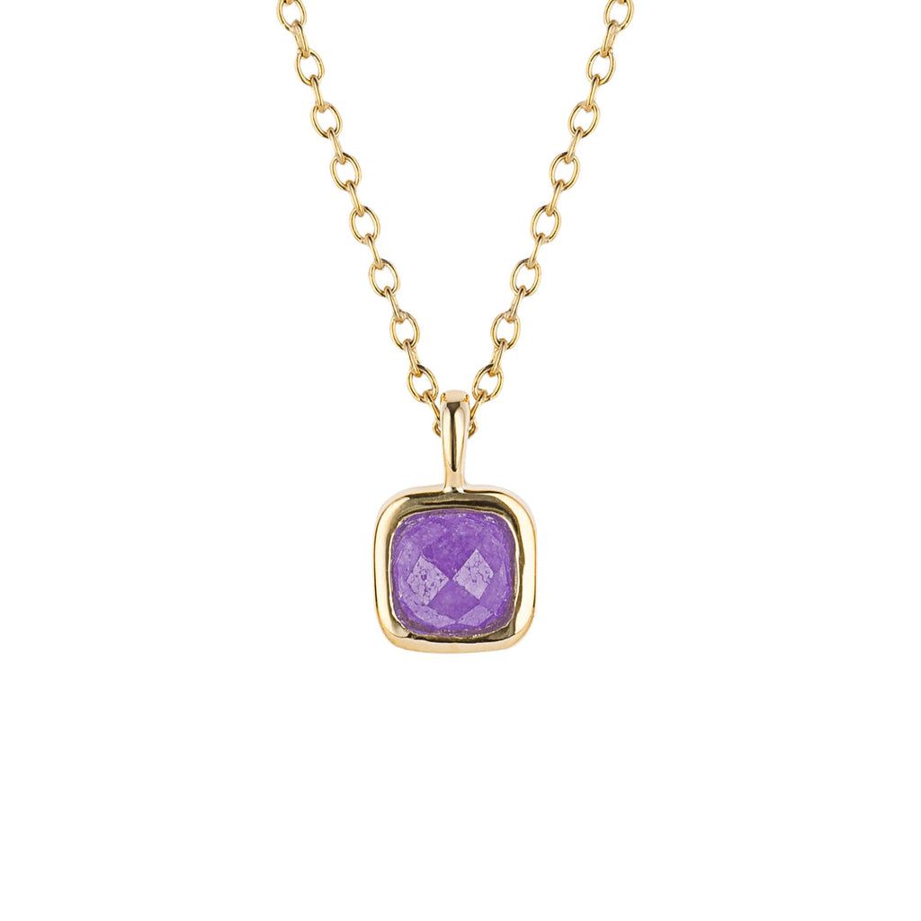 D For Diamond Semi-Precious Birthstone Necklace with Diamond Tag