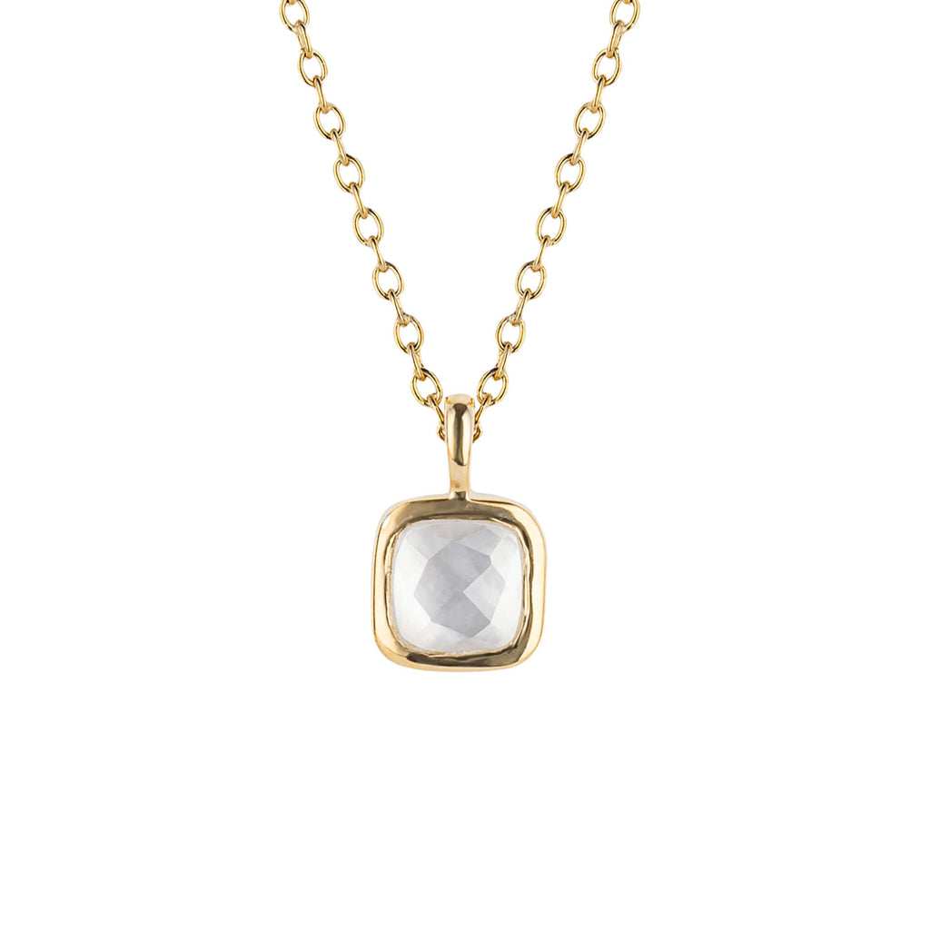 D For Diamond Semi-Precious Birthstone Necklace with Diamond Tag