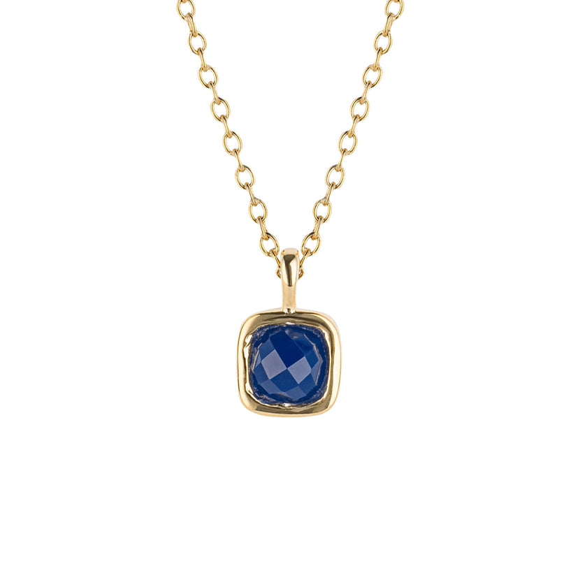 D For Diamond Semi-Precious Birthstone Necklace with Diamond Tag