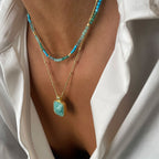 Milos Mixed Gemstone Beaded Necklace  Amazonite, Copper Turquoise & Green Jade