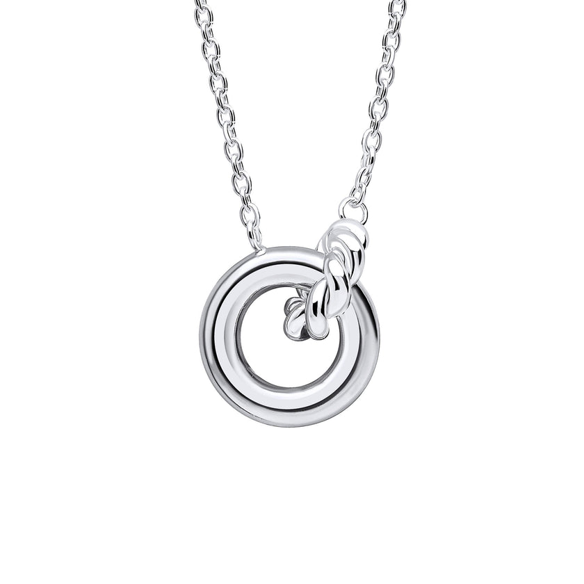 Beginnings Plain and Rope Linked Circles Necklace