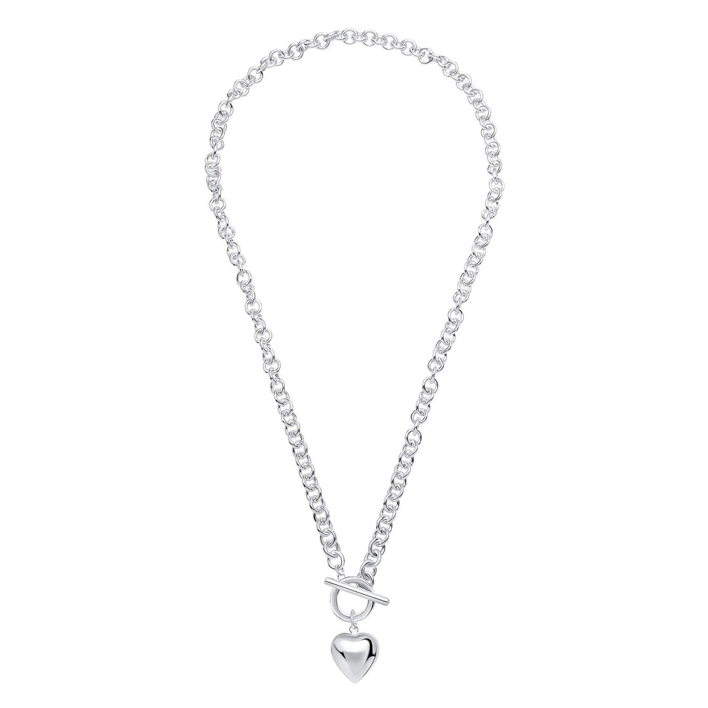 Beginnings Puff Heart T-Bar Chain Necklace