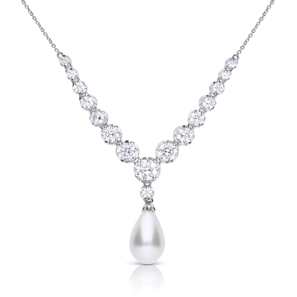 Diamonfire Statement-Halskette mit Zirkonia-Verzierung und Tropfenperle aus Muschelkern