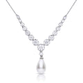 Diamonfire Statement-Halskette mit Zirkonia-Verzierung und Tropfenperle aus Muschelkern