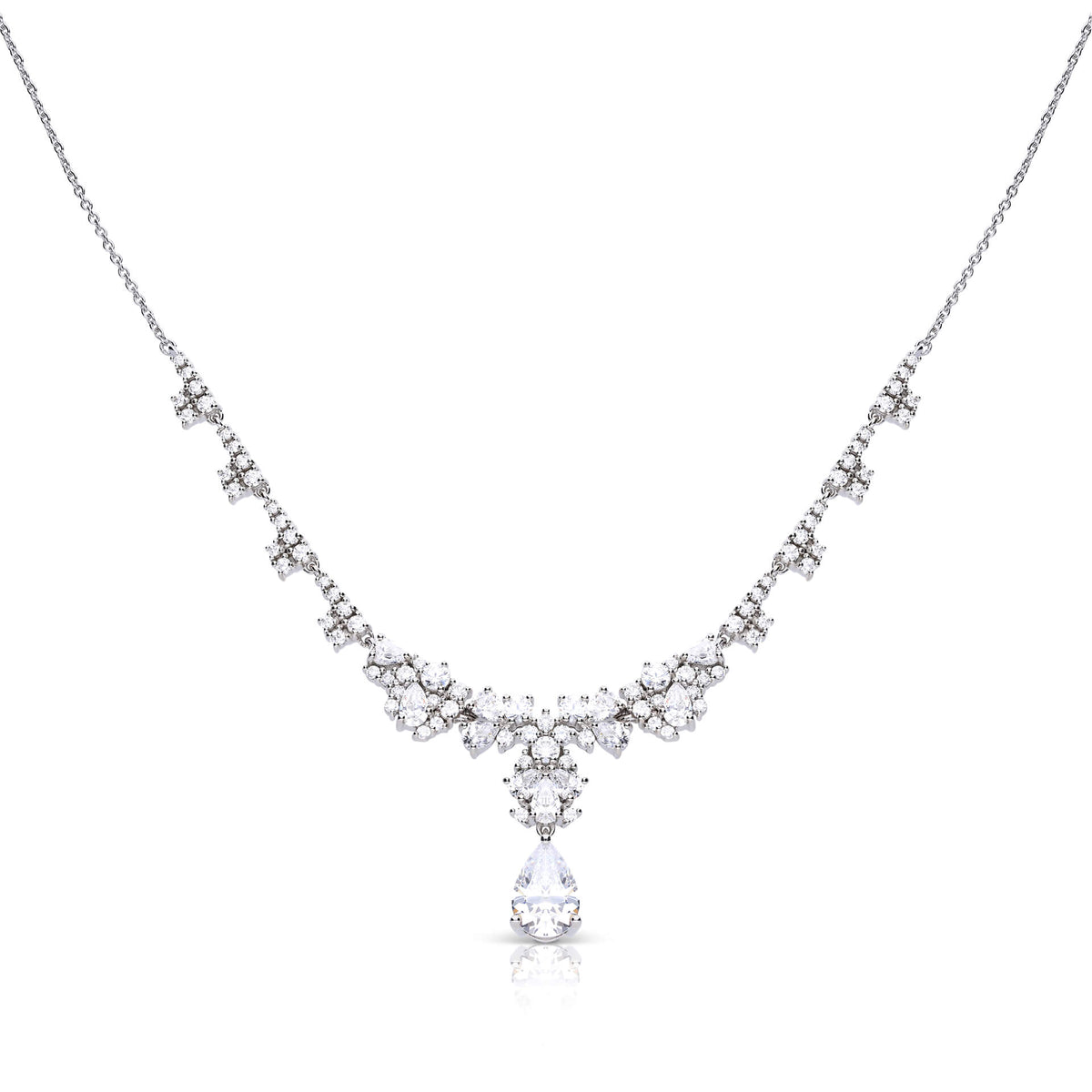 Diamonfire Ornate Statement Teardrop Necklace