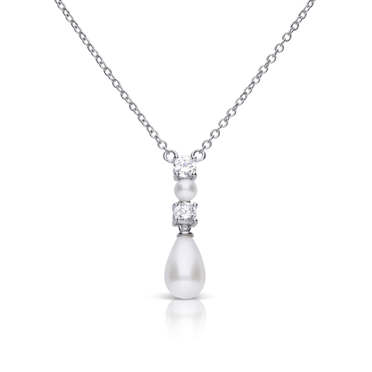 Diamonfire Halskette mit abwechselnden Muschelkugeln und Zirkonia