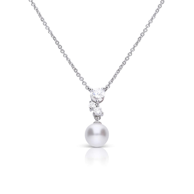 Diamonfire Shell Pearl Drop Necklace with Zirconia Cluster