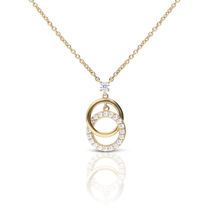 Collar Diamonfire de Anillos Entrelazados Lisos y de Circonitas