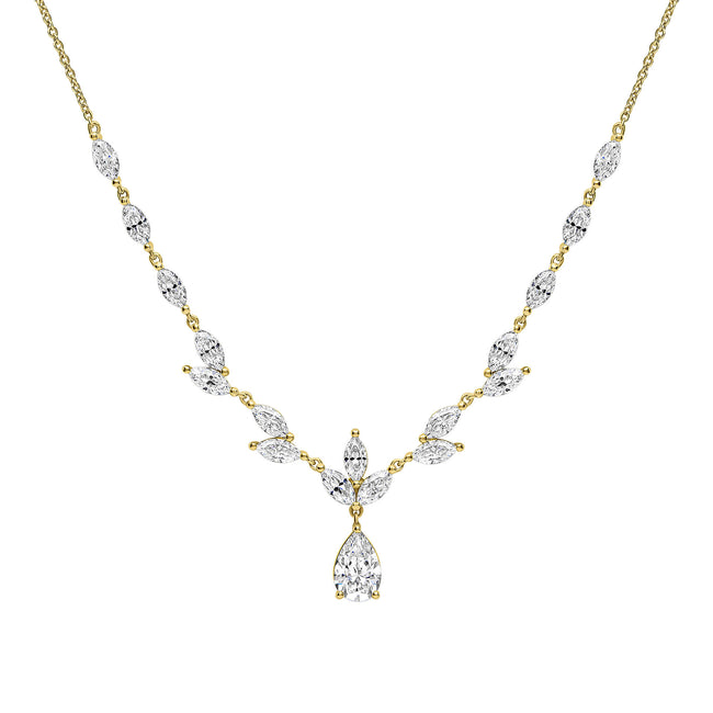 Diamonfire Vine Leaf Necklace with Teardrop Drop