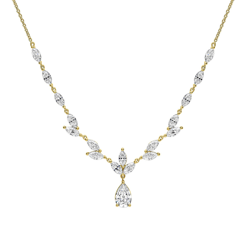 Diamonfire Vine Leaf Necklace with Teardrop Drop