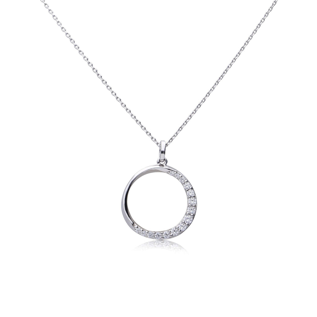 Diamonfire Halskette Offener Kreis mit halber Pavé-Fassung
