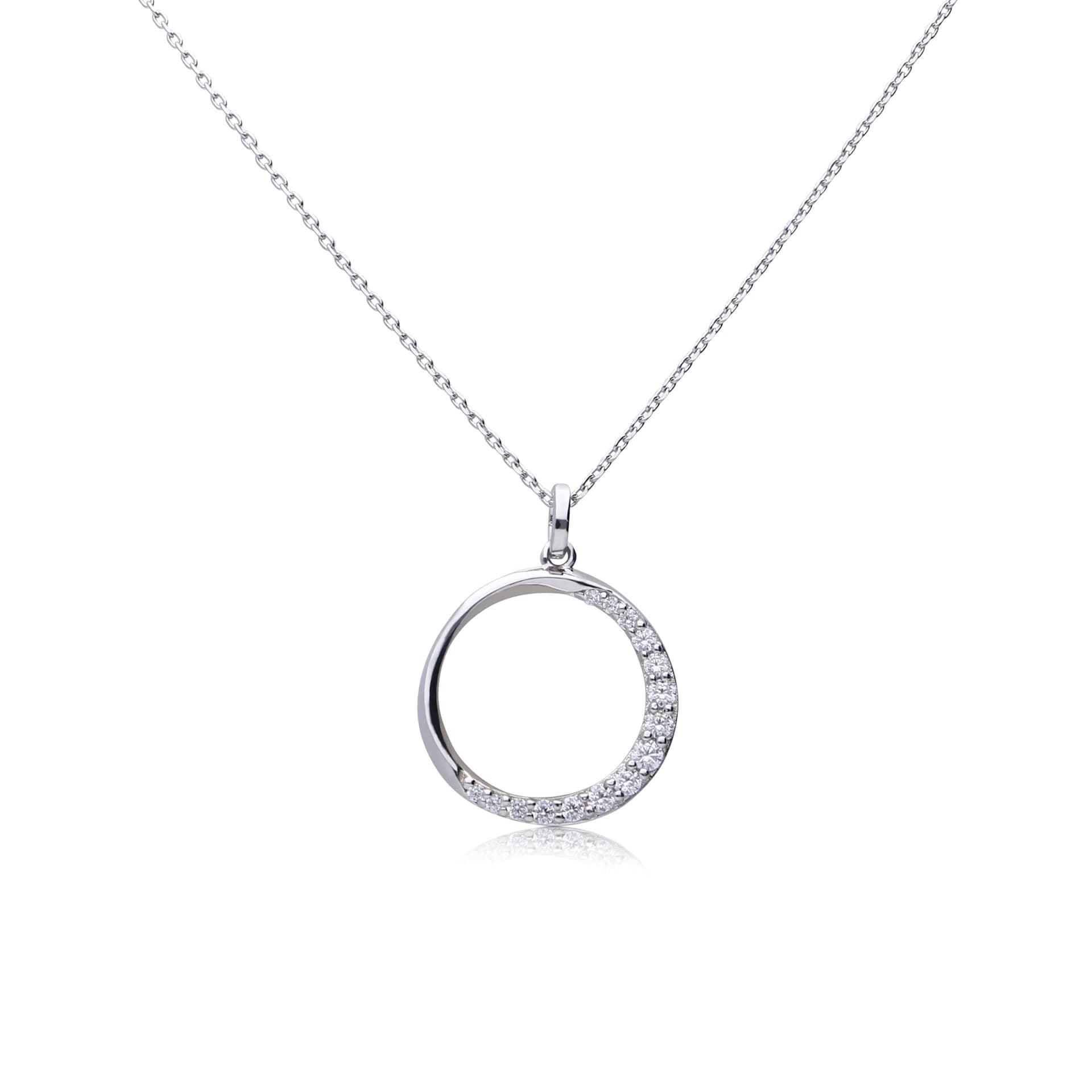 Diamonfire Halskette Offener Kreis mit halber Pavé-Fassung