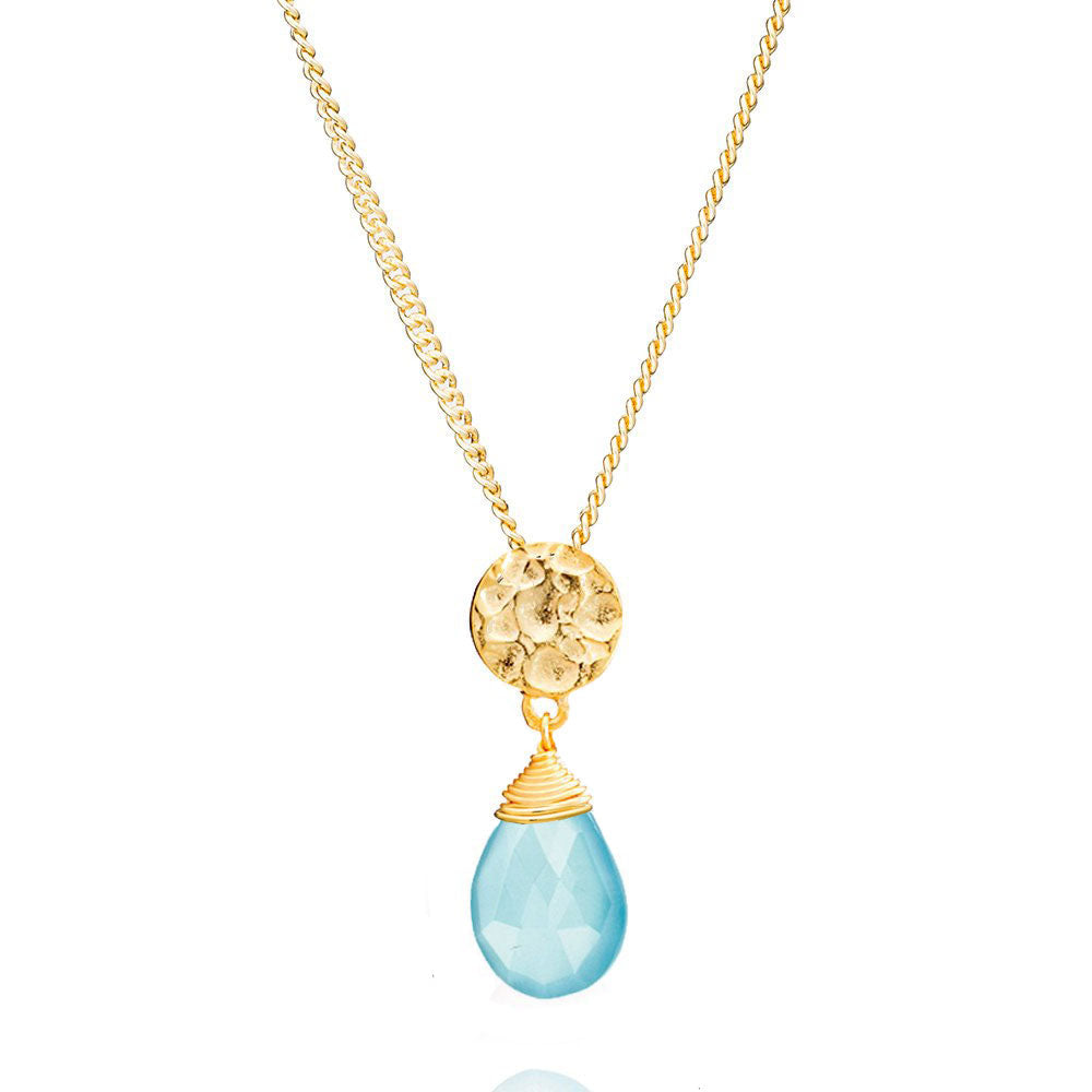 Classic Athena Kate Gemstone Necklace Aqua Paraiba Onyx