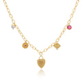 Janus Gold Charm Necklace: Pearl, Pink Zircon & Mother of Pearl