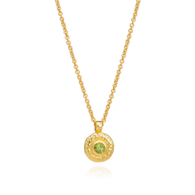 Collar colgante de un solo disco Luna Peridoto