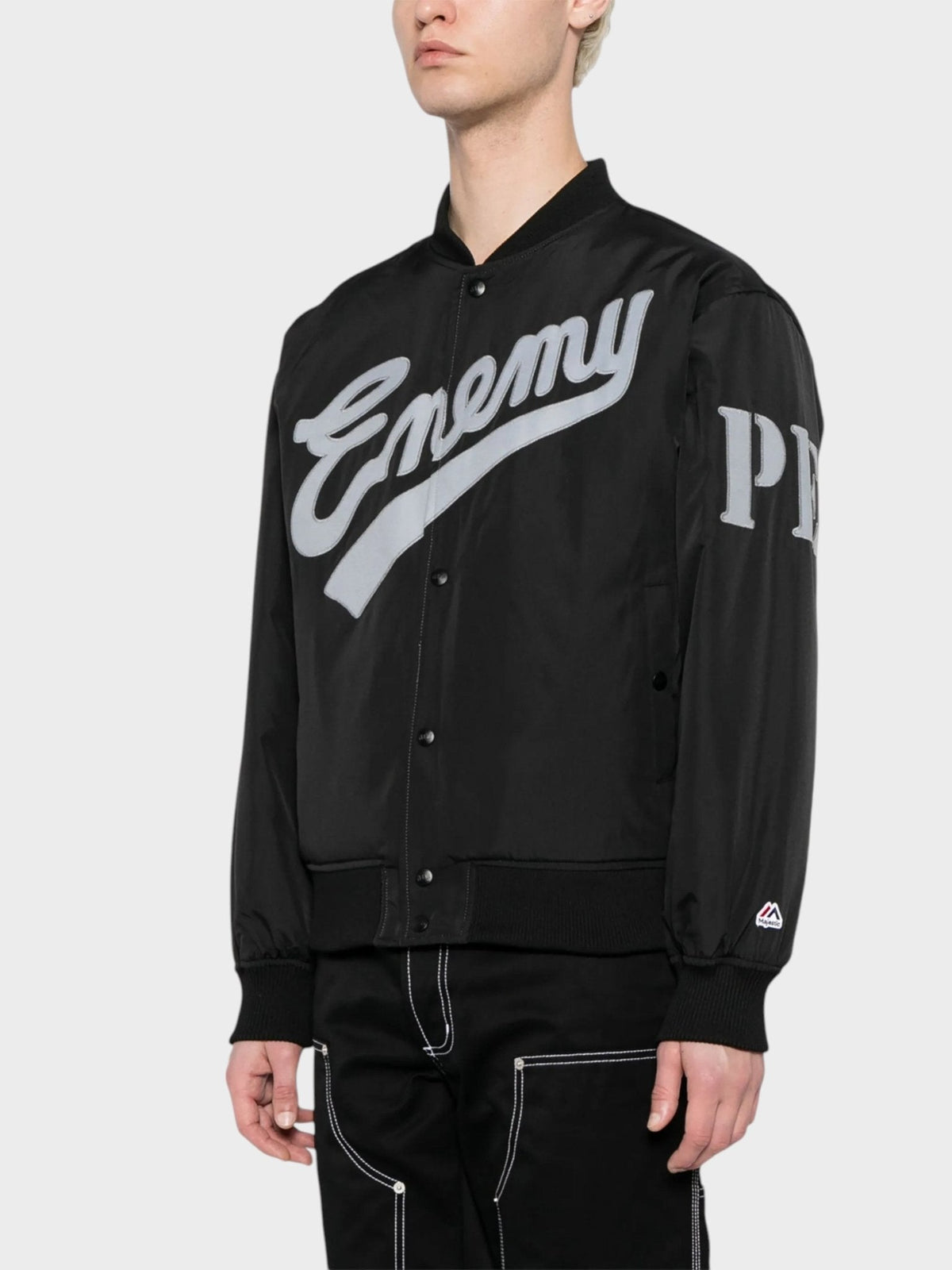 Baseballová bunda Neighborhood x Public Enemy x Majestic