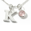 Initial & October Birthstone Necklace | Personalised Rose Quartz Gift