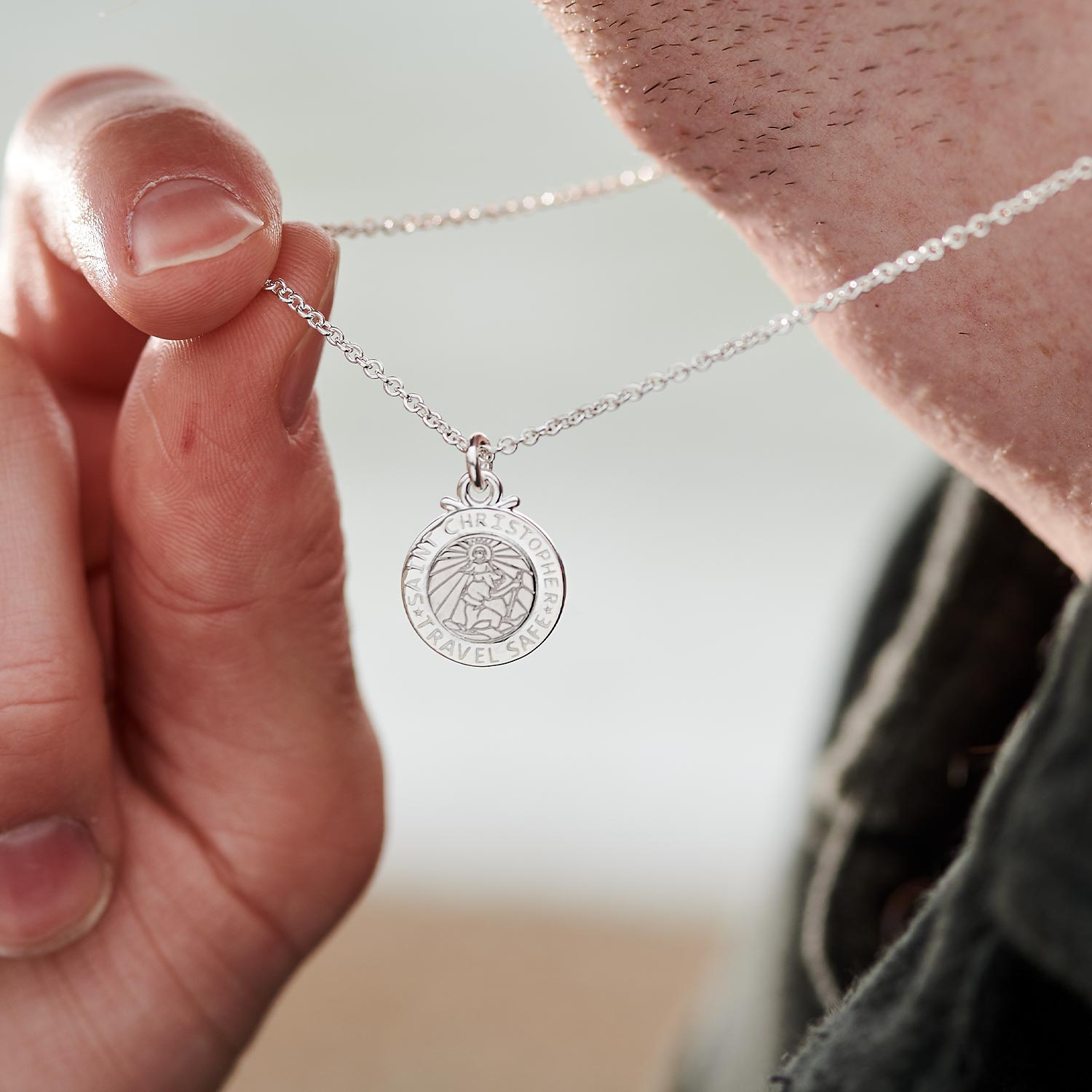 Personalised St Christopher Silver Necklace