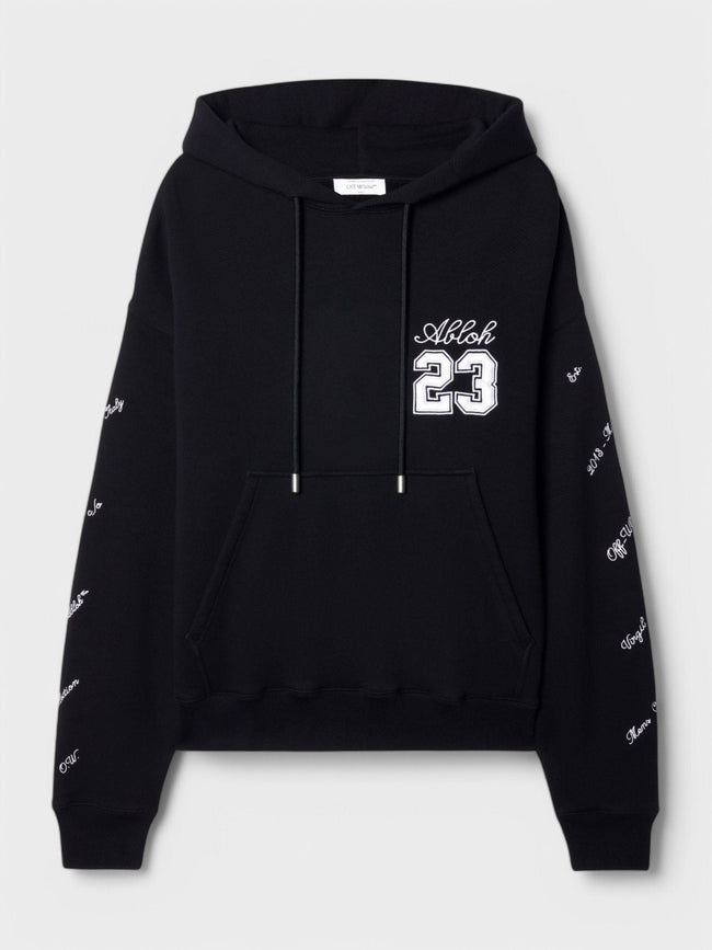 23 Skate Logo Embroidered Hoodie Black White