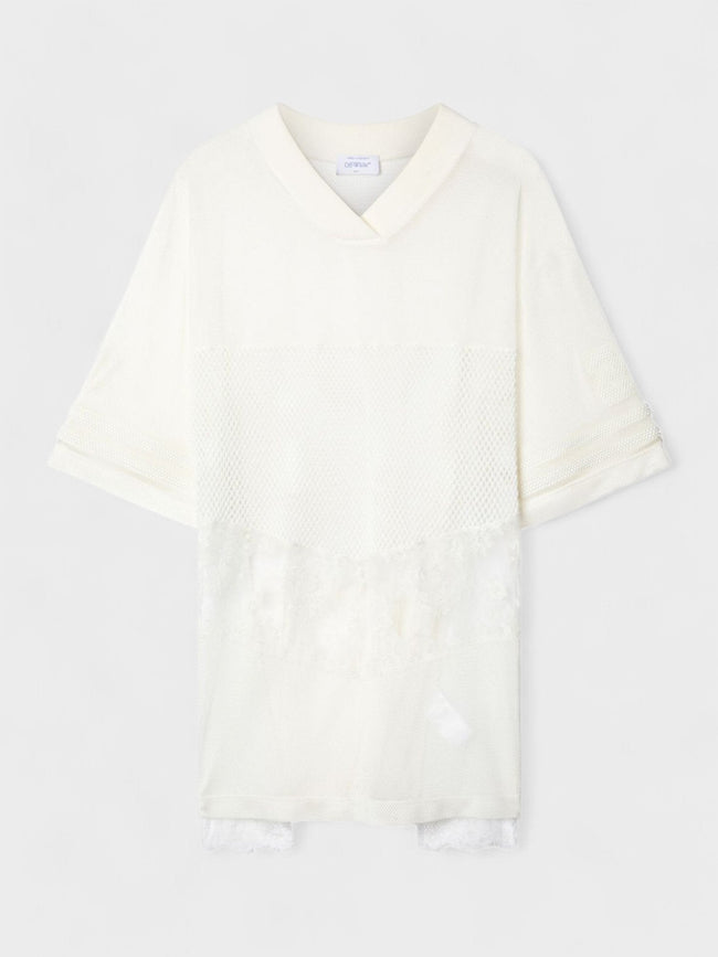 Off-White Lace & Mesh Sport Top White