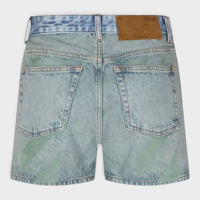 Marbled Denim Shorts