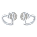 Open Heart Silver Stud Earrings