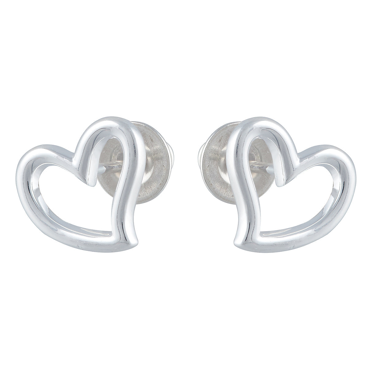Open Heart Silver Stud Earrings