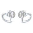 Open Heart Silver Stud Earrings