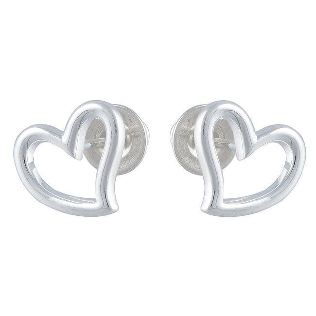 Open Heart Silver Stud Earrings