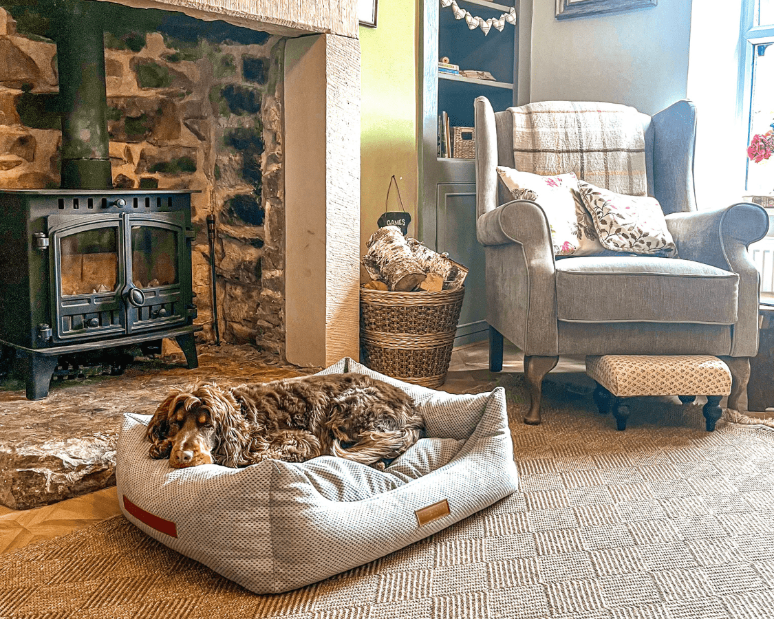 THE HIGHCLERE | LUXUS-HUNDEBETT MIT VISCOSCHAUM UND NACKENROLLE