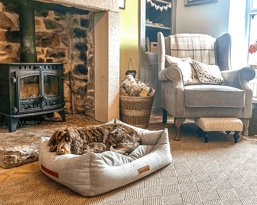 THE HIGHCLERE | LUXUS-HUNDEBETT MIT VISCOSCHAUM UND NACKENROLLE