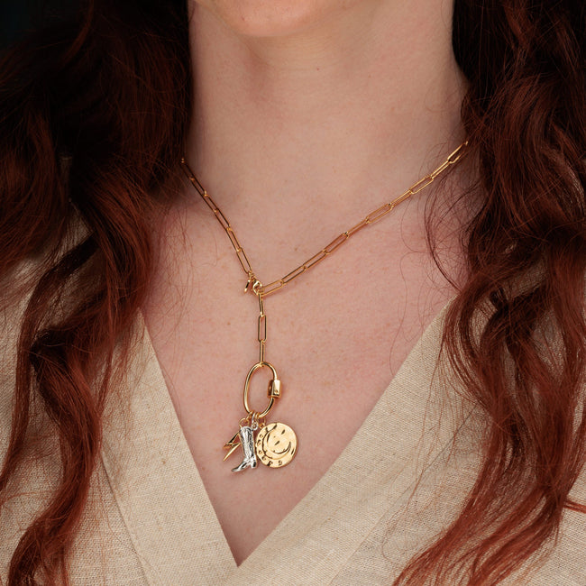 Oval Carabiner Long Link Chain Necklace