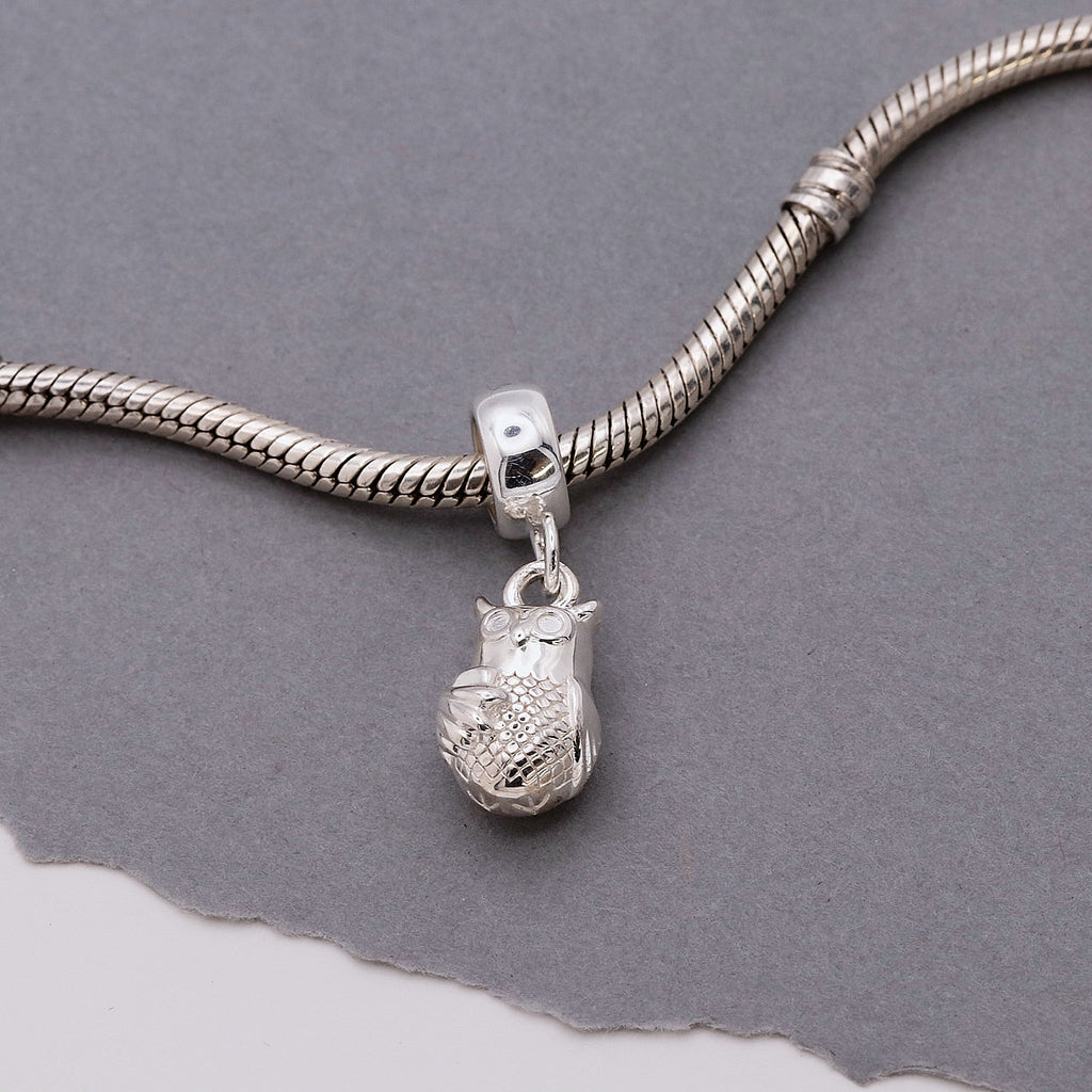 Owl Personalised Silver Charm