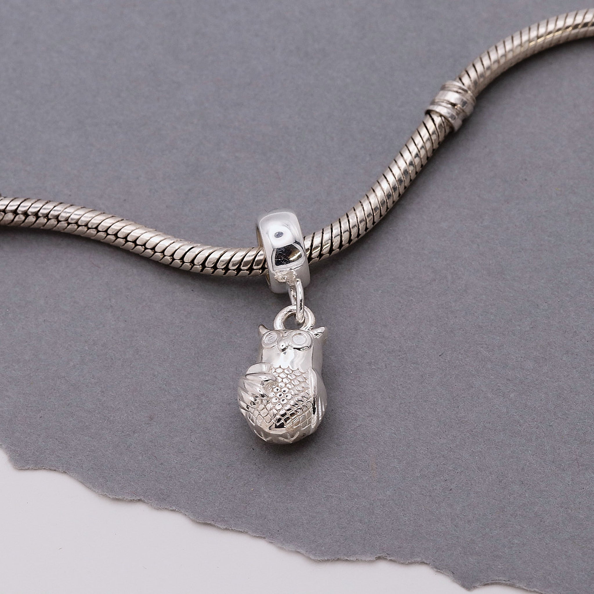 Owl Personalised Silver Charm