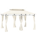 Outsunny 3 x 4m Metal Frame, Two-Tier Roof Gazebo - Cream White