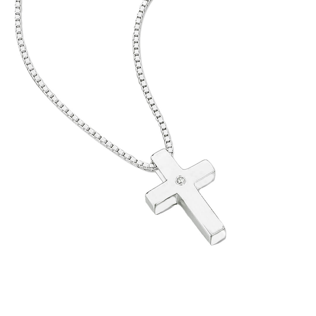 D For Diamond Mittelgroßer Kreuzanhänger mit Diamant